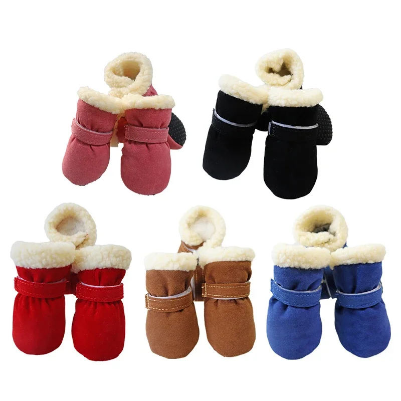 4 Stück/Set Outdoor-Hundeschuhe für den Winter, warme, dicke Schneestiefel für kleine Hunde, rutschfest, für Yorkshire Terrier, Malteser, Haustier-Fußbekleidung – Detail 2