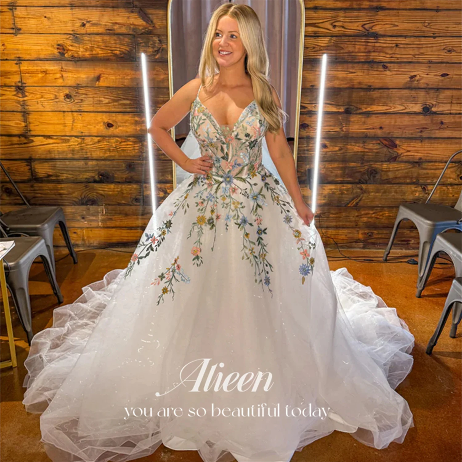 

Aileen Embroidery Luxurious Women's Evening Dresses 2025 Luxury Wedding Dress A-line Beautiful Prom Dresses Store فساتين سهرة