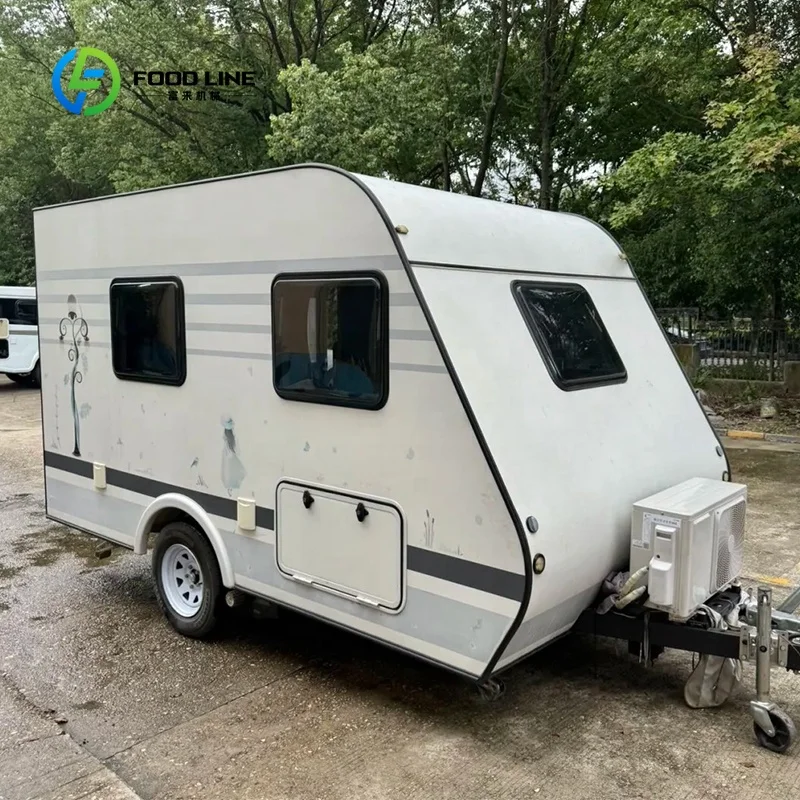 Customized Dual Axle Travel Camper Trailer, Self Contained Off-Grid Caravan for Forest Wilderness Camping & Road Trips