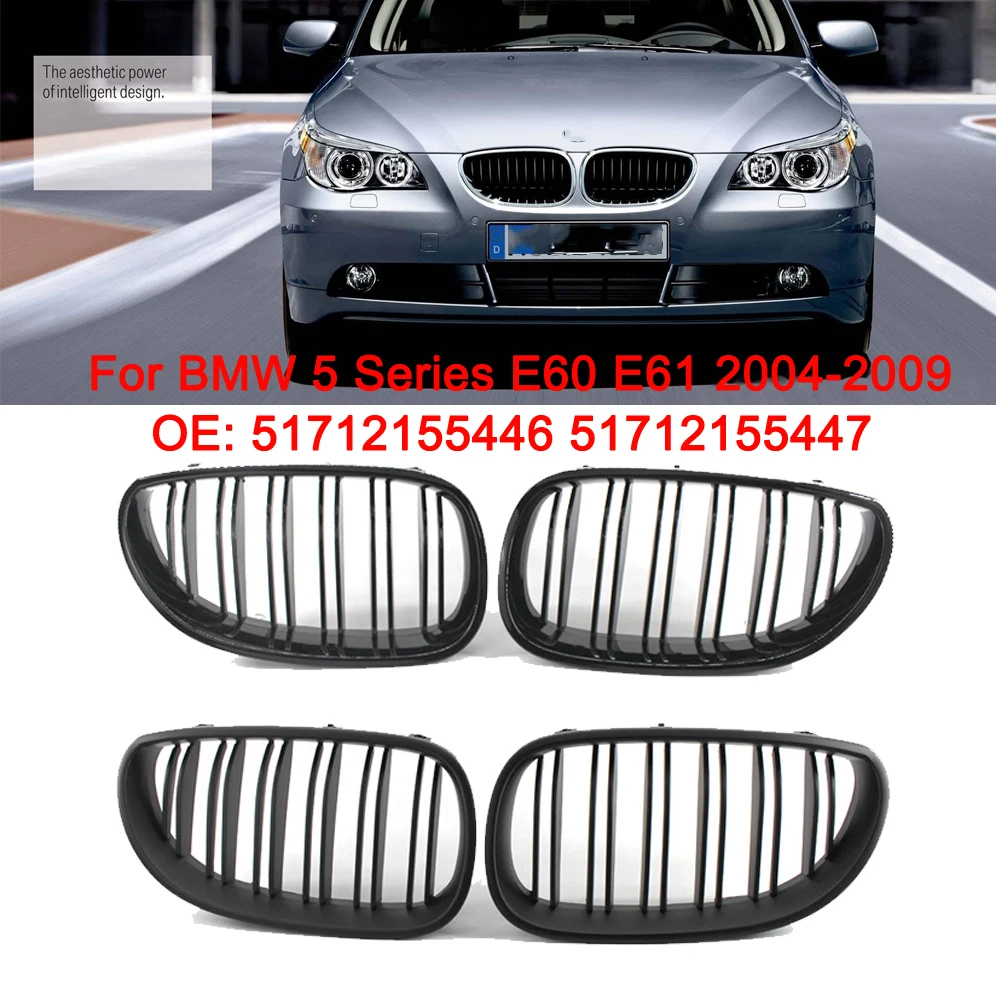 

For BMW 5 Series E60 E61 2004-2009 Car Front Kidney Replacement Glossy Black Front Grille Racing Grills 51712155446 51712155447
