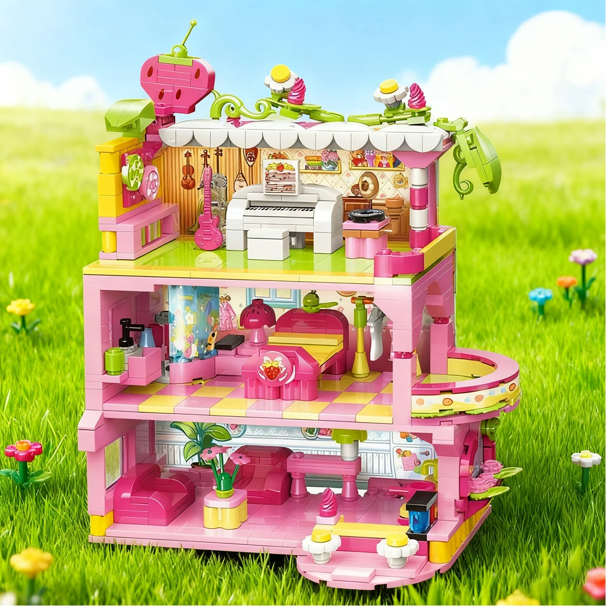 DIY 組み立てブロックセット クリエイティブな変形ハウス 子供のクリスマスプレゼント 装飾オーナメント 組み立て教育玩具 家庭での楽しい時間