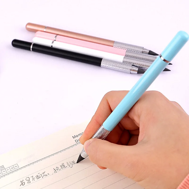 1pc pen+12 Colored Pen Tips Set Colorful Pen Head Metal Pencil Set No Ink Student Writing and Painting School Kawaii Stationery