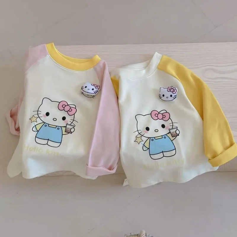 

Kawaii Hello Kitty Sanrio Student Cute Cartoon Long Sleeve Hoodie Children Comfortable Warm Clothes Shirt Gift for Kids