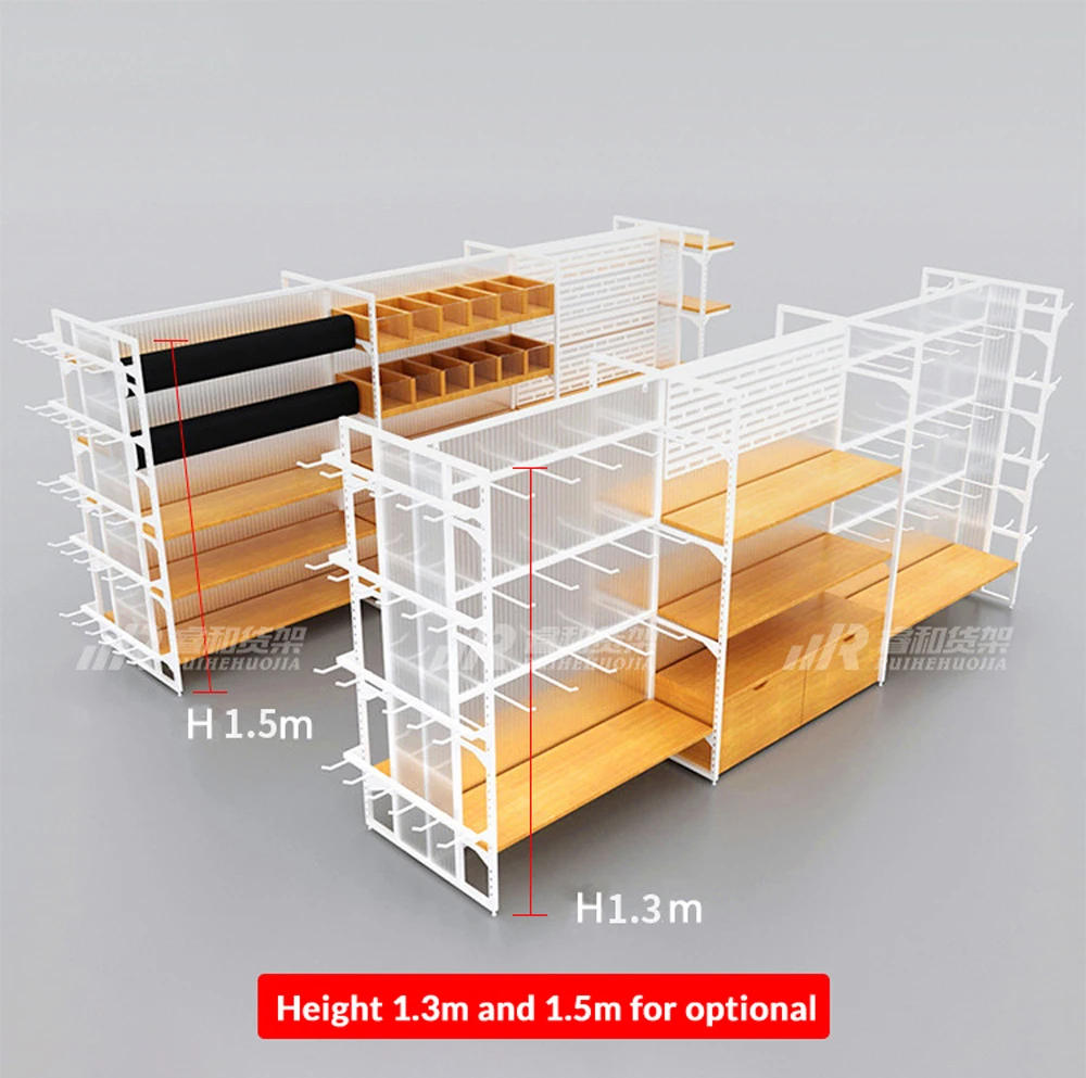 Picture 5: Custom.MINISO Style Retail Shelves Eco-Friendly Wooden&Metallic Display Multi-Purpose Gondola Display Racks for Grocery Store