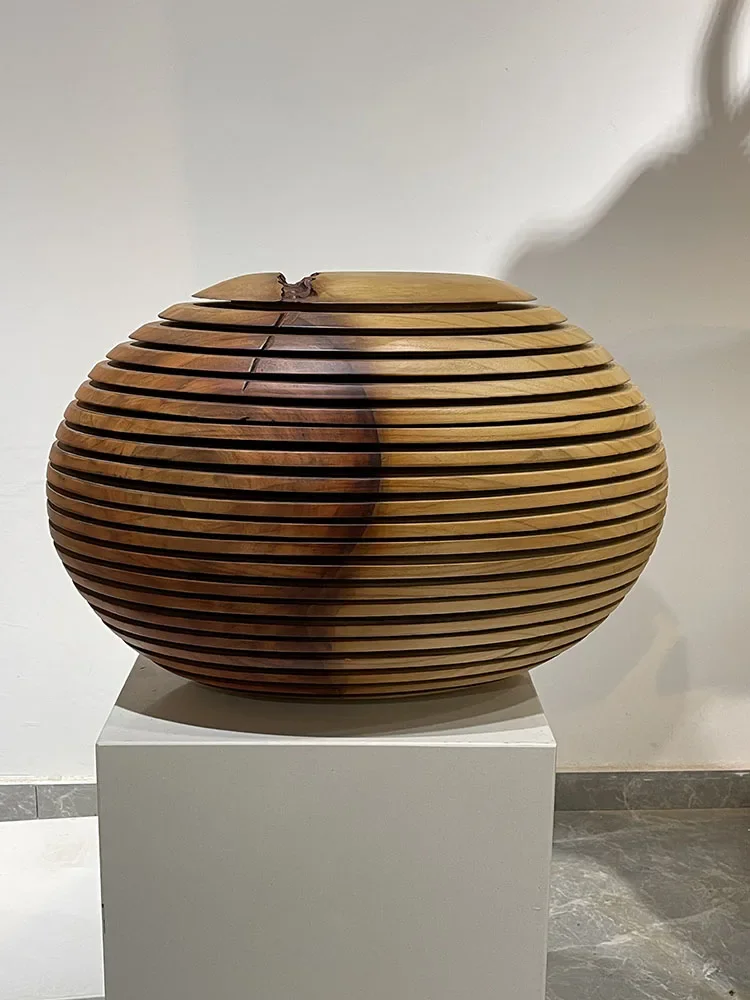 Modern home decoration oval, design solid wood art decoration sculpture desktop decoration