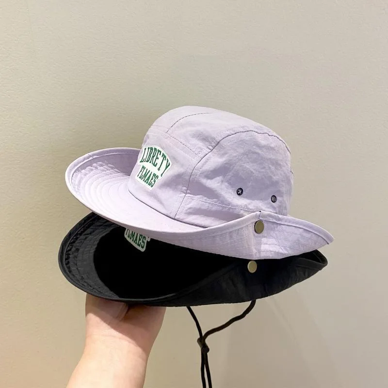 

Solid Color Letter Embroidery Kids Fisherman Hat Quick Drying Summer Baby Bucket Hat Boys Girls Outdoor Beach Sunshade Basin Cap
