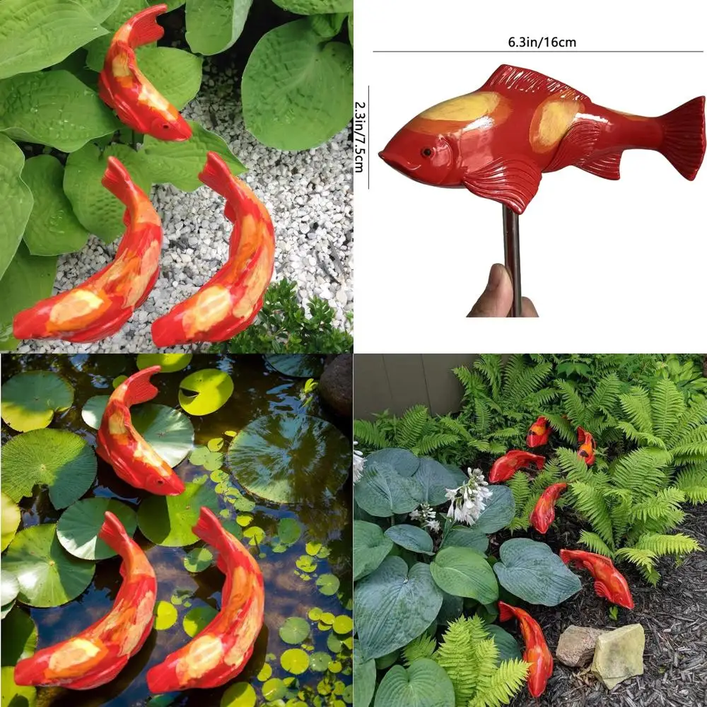 

Resin Koi Fish Sculptures Set of 3 with Stakes for Outdoor Garden, Patio, Yard, and Pond Decor