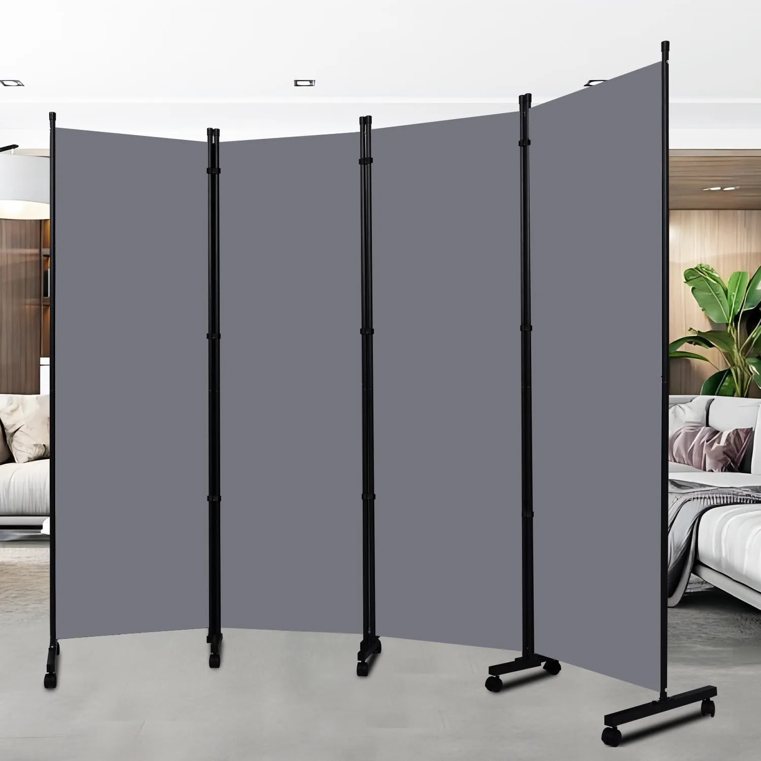 Room Divider Portable 88'' Partition Room Dividers and Folding Privacy Screens 4 Panel Wall Divider for Room  Freestanding