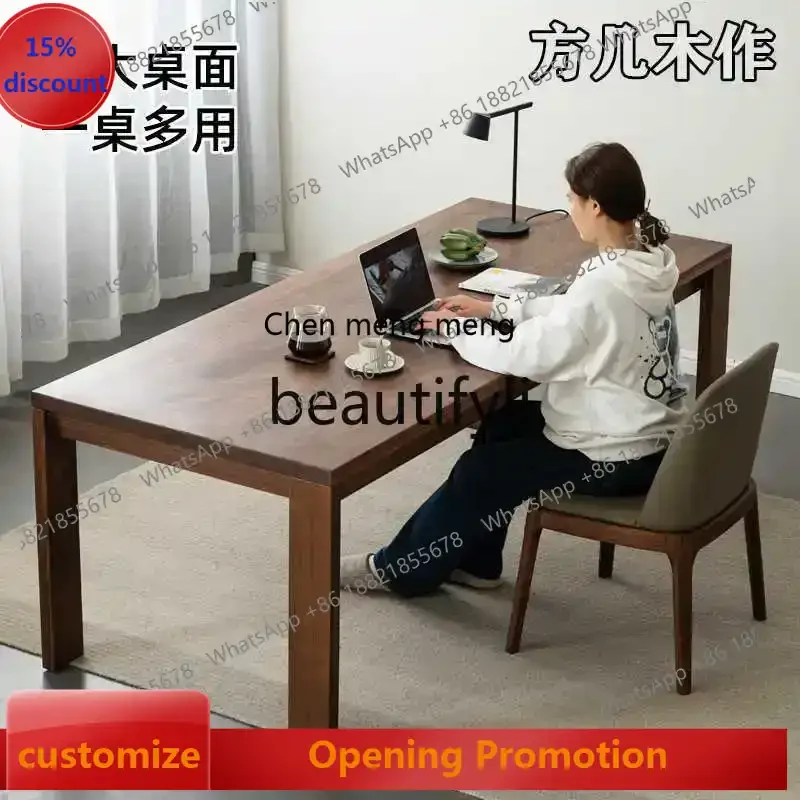 

S7486teae North American black walnut dining table, all solid wood, household Nordic log furniture desk