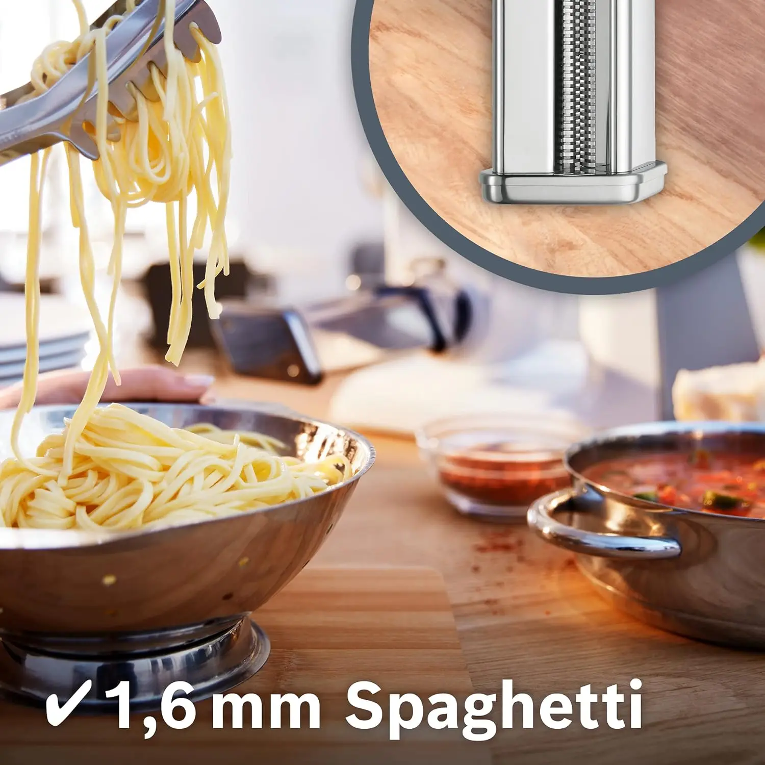 For Bosch Pasta Roller Attachment Kitchen Mixer MUM2&4&5, Pasta Sheet Roller, Spaghetti & Fettuccine Cutter Maker Accessories