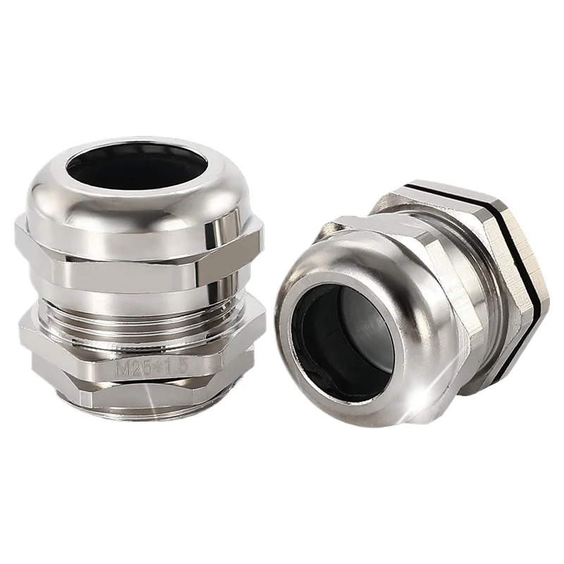 Brass Nickel-Plated Straight Waterproof Gland M8/M10/M12/M20 Sizes IP68 Sealing Locking For Electrical Cable Connections
