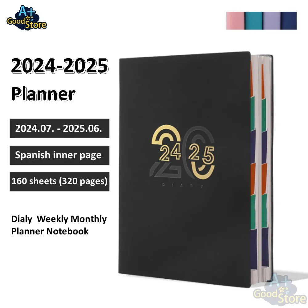 

2024-2025 Planner Notebook Dialy Weekly Monthly Agenda Schedule Calendar Diary Planner Stationery School Office Supplies