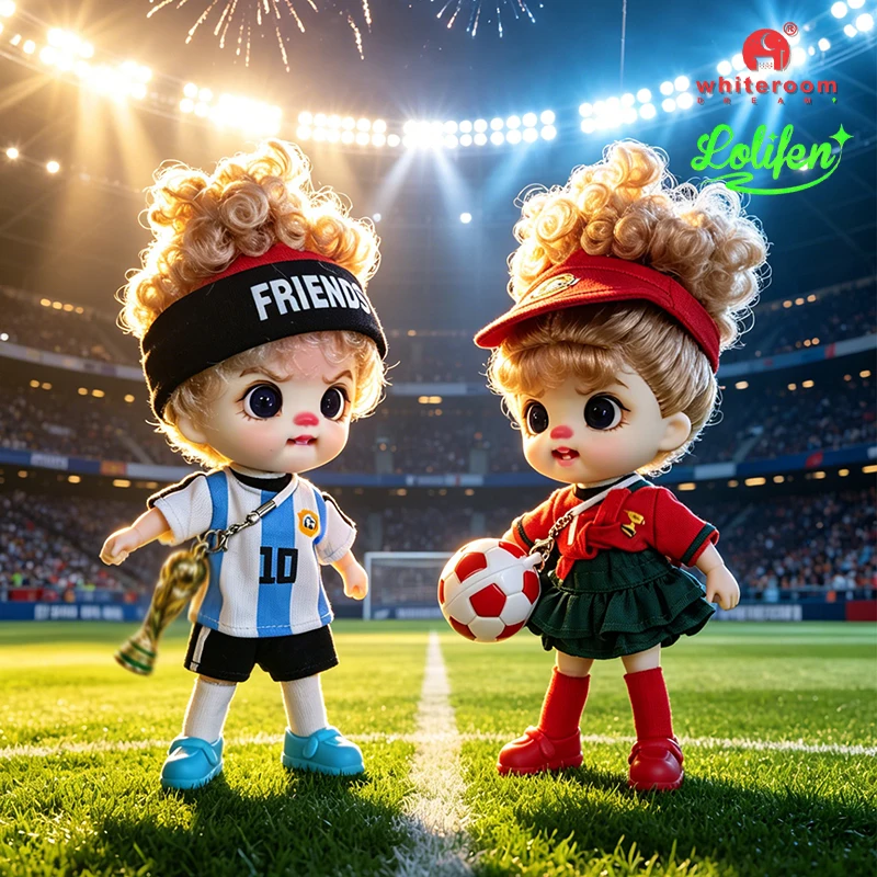 Luolifen 13cm BJD Doll Football Baby Phone Backpack Pendant With Detachable Lanyard Original  Collectible Ornament Gift For Kids