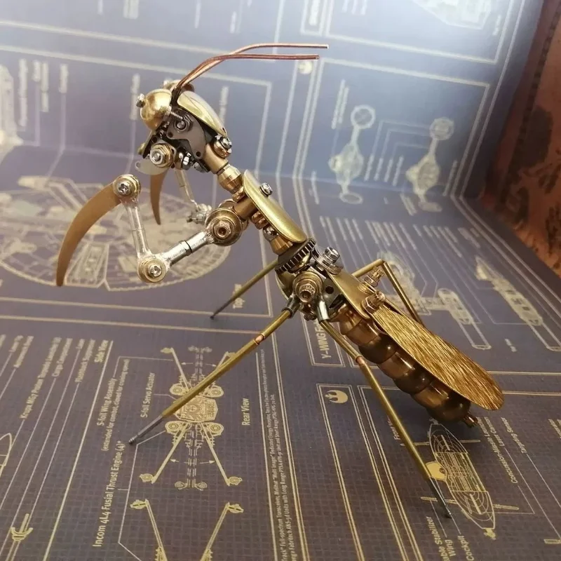 Chinese mantis model, mechanical insects metal handmade, creative collectible crafts