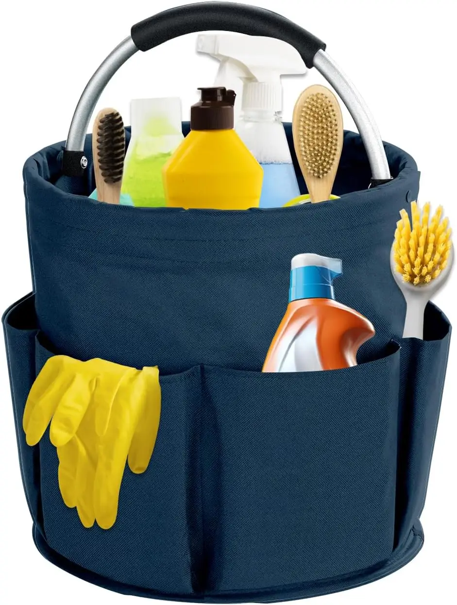 

17L Cleaning Caddy with Handle, Cleaning Supplies Organizer, Foldable Storage Basket, Cleaning Supply Caddy, Portable Multi Clea