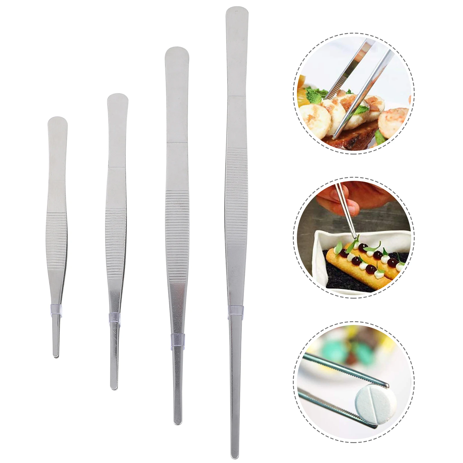 

4 Stainless Steel Tweezers Serrated Tip Straight Blunt Eyelash Non Skid H DIY Medical Tools Long Lasting