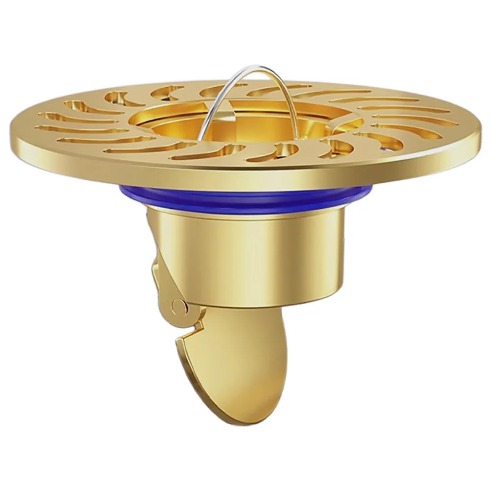 

Brass Bathroom Floor Drain Filter Basket Hair Catcher Reverse Seal Odor Stopper Clog Prevention Elegant Drain Cover for Home