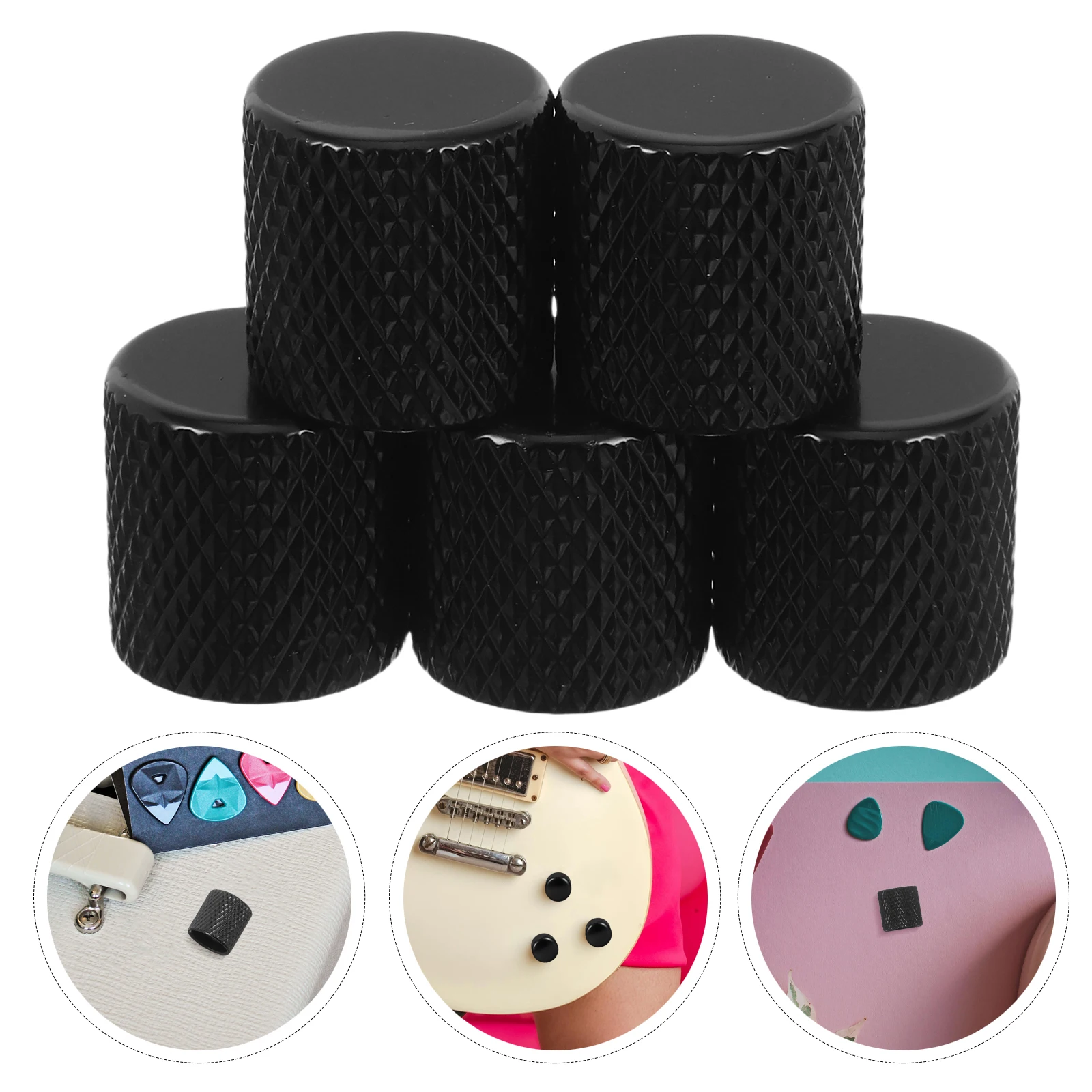 

5 Pcs Knob Electric Guitar Potentiometer Volume Tone Control Knobs Button Cap Bass Black