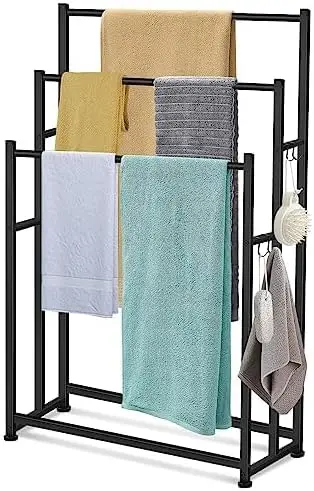 

Folding Clothes Drying Rack Over The Door Hanger All Metal Laundry Rack with Retractable Rod with 6 Groves Towel Rack Organizati