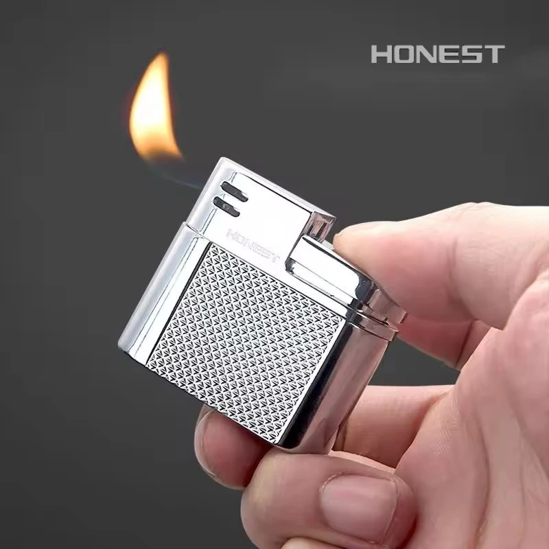 Honest Pipe Lighter Metal Open Flame Butane Lighter Tobacco Pipe Smoking Accessories Rechargeable Gas Lighter Men's Gift