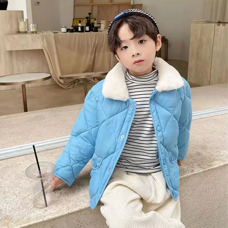 Winter Warm Jacket Boys and Girls Sweater Neck Loose Coat Thickened 2-7 Years Old New Korean version Fashion Children's clothing