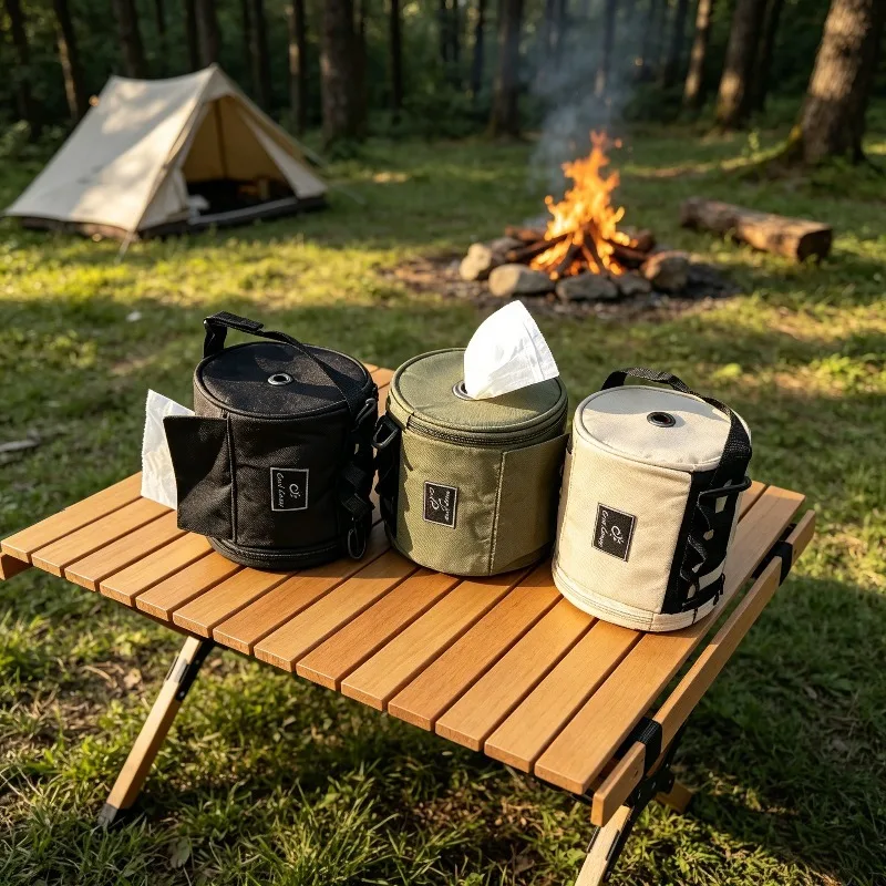 Outdoor Camping Tissue Holder Bag, Hanging Paper Roll Pouch for Picnic, Portable Lamp Post Mount Tissue Bag