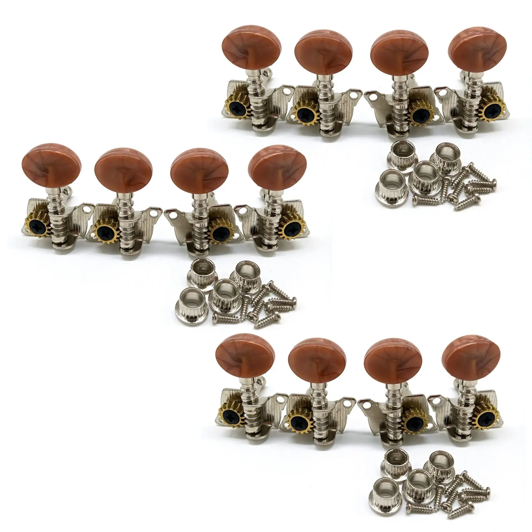 

ABLB-12X 6R6L Metal Ukulele Locking String Tuner Guitar Tuning Peg Machine Head With Brown Head Pegs For Ukulele Guitar Part