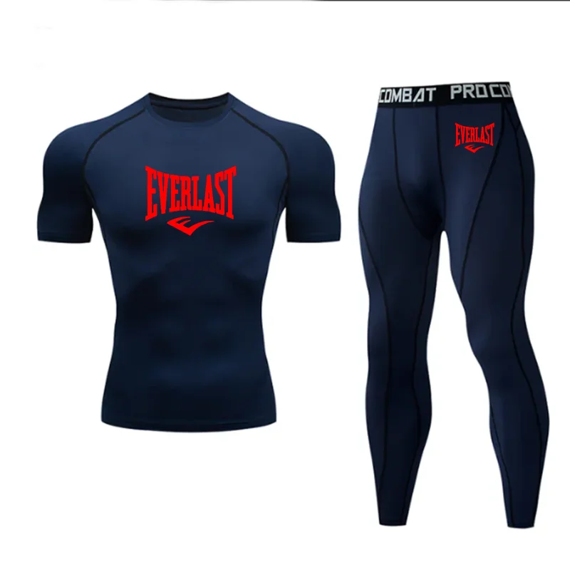 EVERLAST-Sportswear De Compressão Impressa Para Homens, Ginásio De Fitness, Vestuário De Treinamento Apertado, Corrida De Esportes, Roupas De Corrida