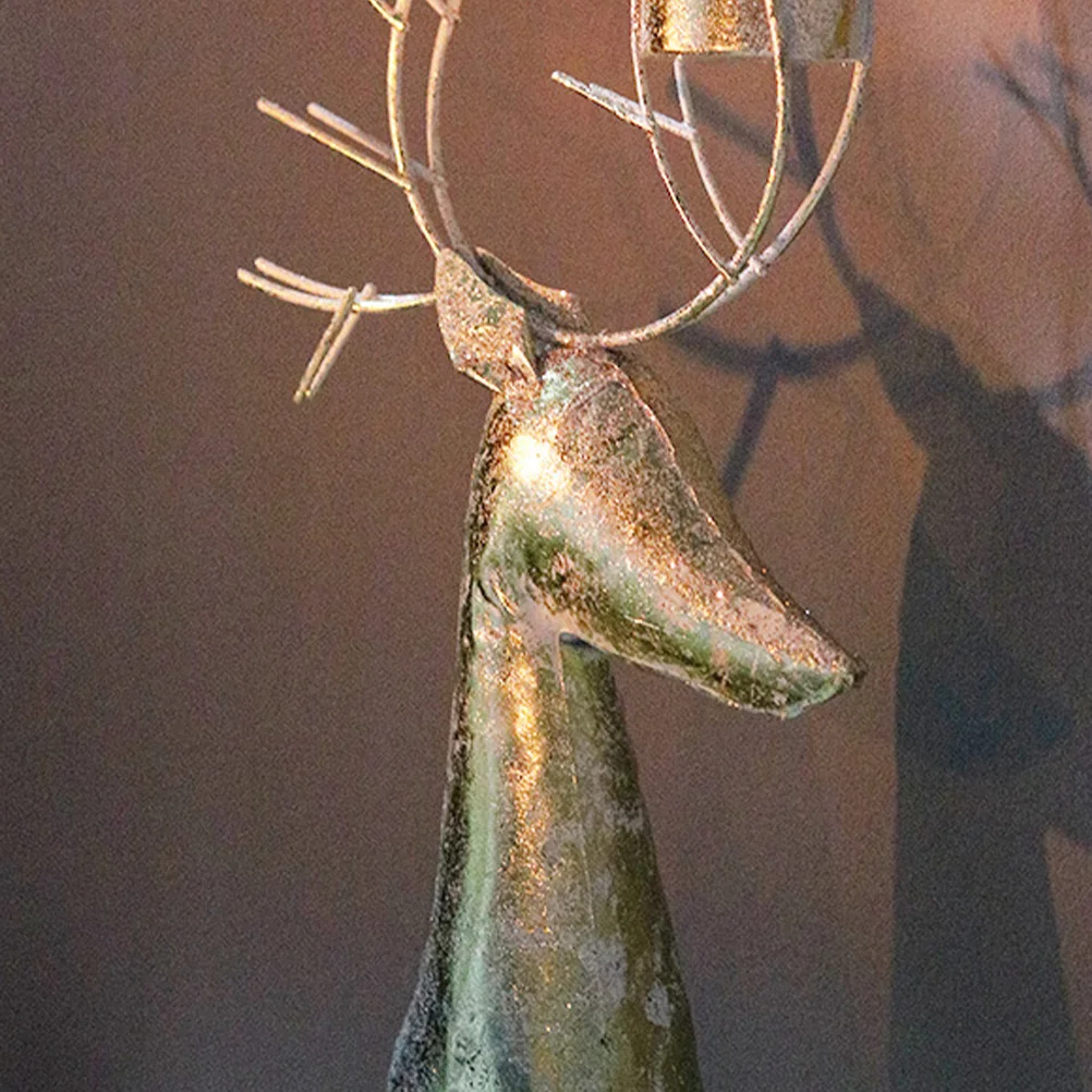 الرنة الشاي ضوء حامل الأيائل شكل الحديد الفن عيد الميلاد الجدول حامل قوي زينة عيد الميلاد عباءة الموقد #4