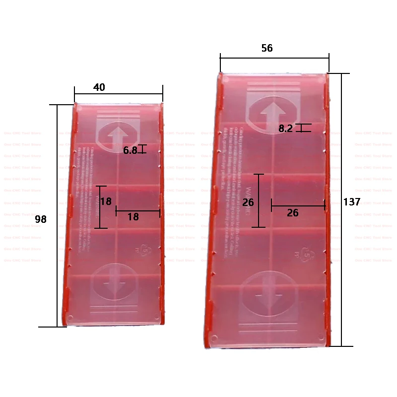 Kotak Kosong Sisipan Karbida Kualitas Tinggi Dorong Dua Sisi 20/50/100 Buah Kotak Plastik Kemasan CNC Aksesori Alat Putar Pemotong Bubut