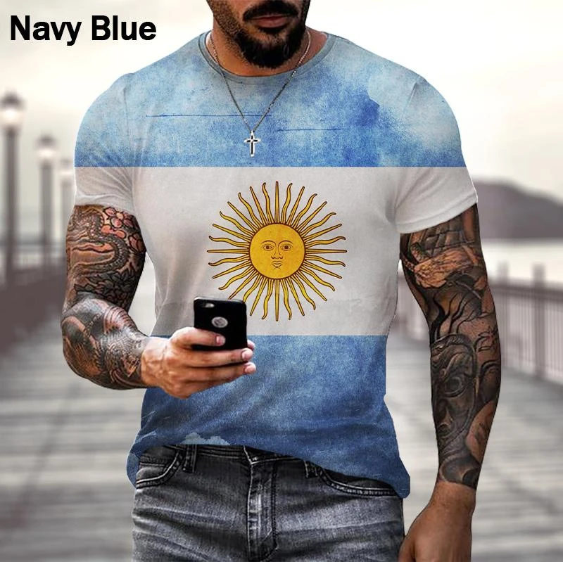 Argentina\'s New Fashion 3d Printed T-shirt Street Funny Personality Hip-hop Cool Casual Short-sleeved Top