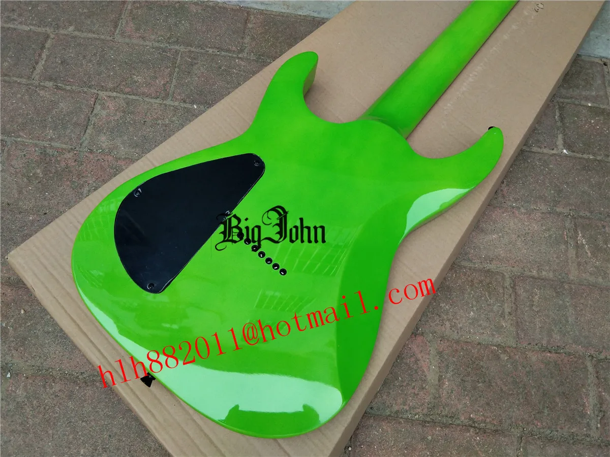 Green 7 Strings Electric Guitar, Neck Through Body ,Basswood Body, Rosewood Fingerboard, Black Hardware, BJ-510