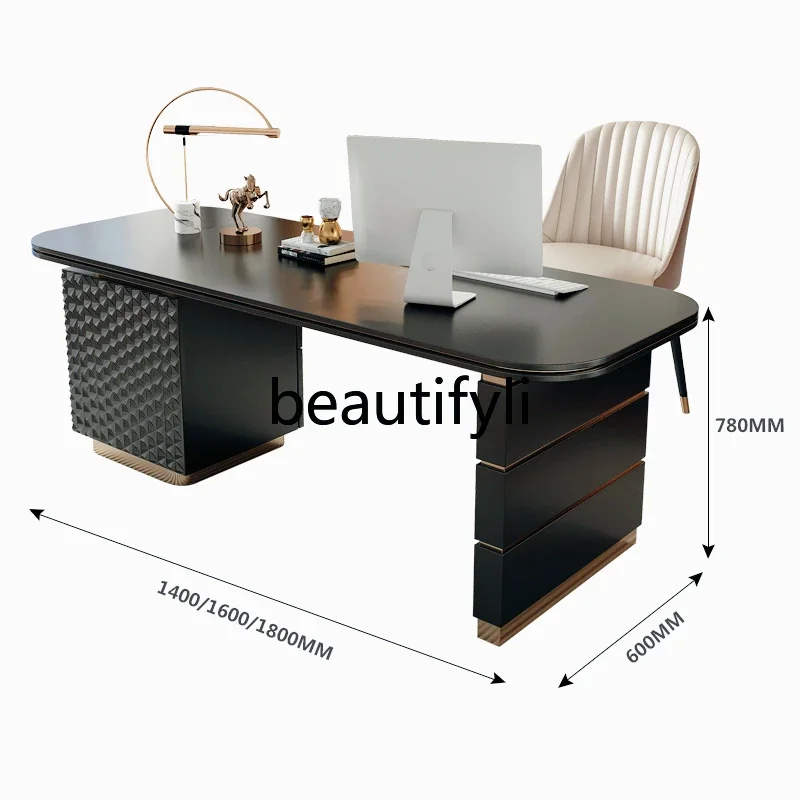 

Light luxury modern simple computer office study desk integrated writing desk