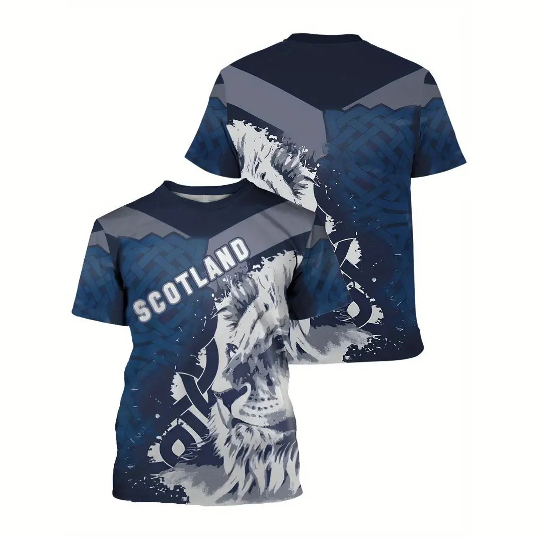 SCOTLAND Summer Men's T-Shirt Street Casual Short Sleeve Tee Fashion O Neck Pullover Man Oversized Clothing Scotland Print Tops