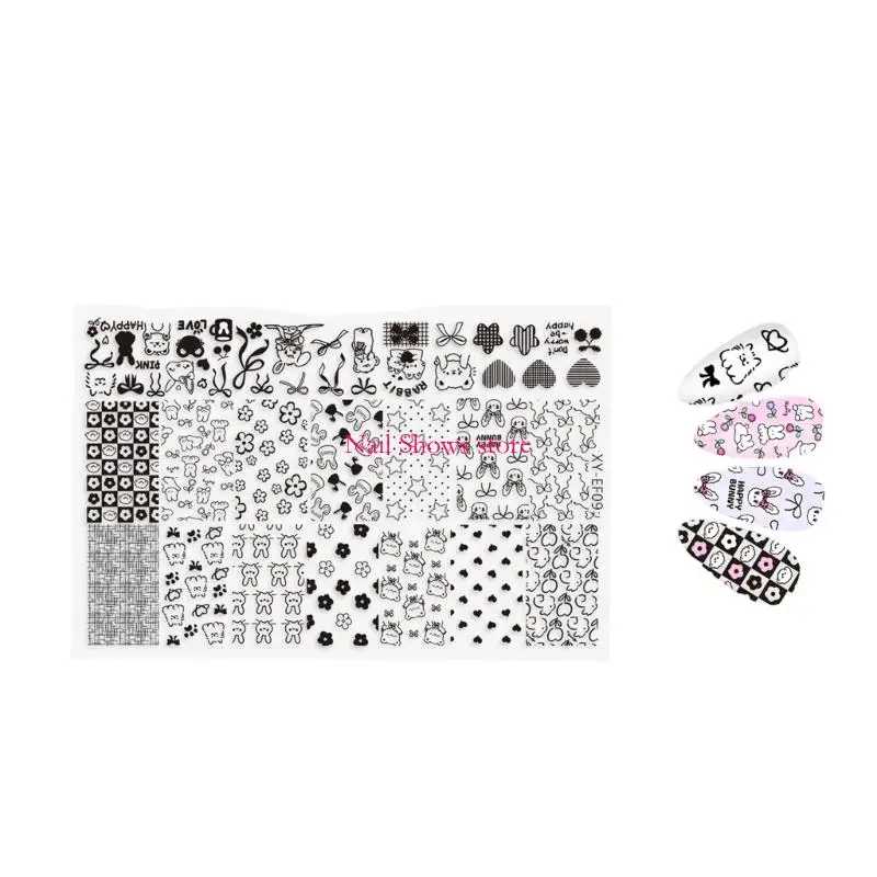 

E0BC Professional Stamping Plates Floral French Tip Art Templates Home Manicure