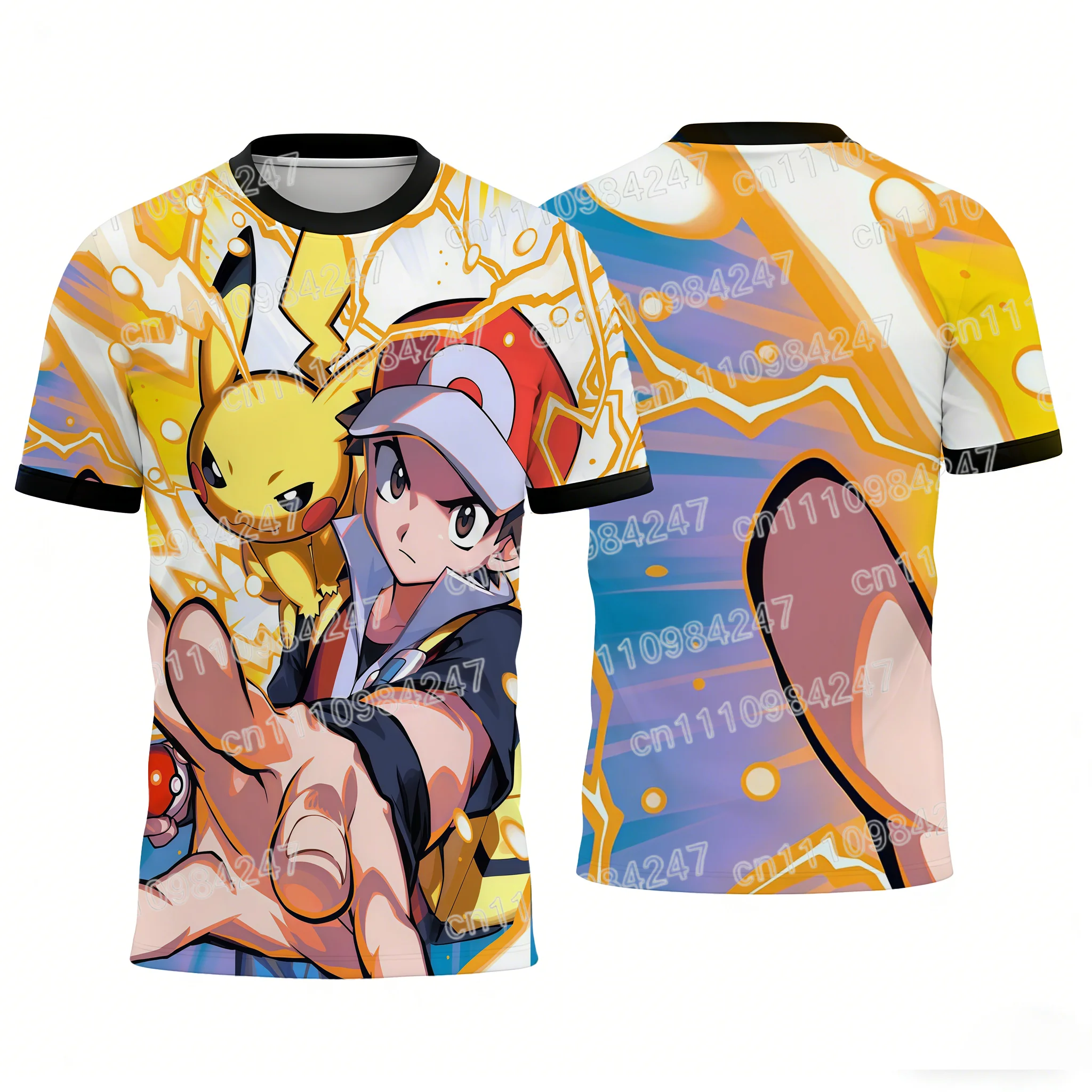 2026 Sommer Hot Sale Streetwear Ash Ketchum Pikachu T-Shirts Pokemon Anime Print Unisex Eltern-Kind-Paar Kurzarm-Shirts
