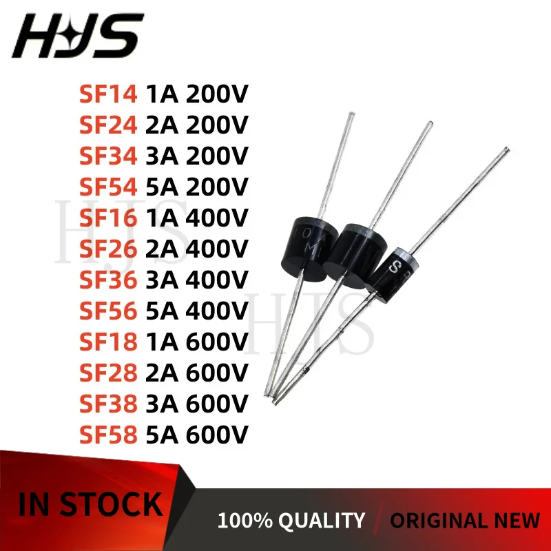 20PCS SF26 SF56 SF18 SF28 SF14 SF36 SF34 SF54 SF16 SF24 SF38 SF58 DO-15 DO-27 DO-41 DO-201AD Fast recovery diode NEW