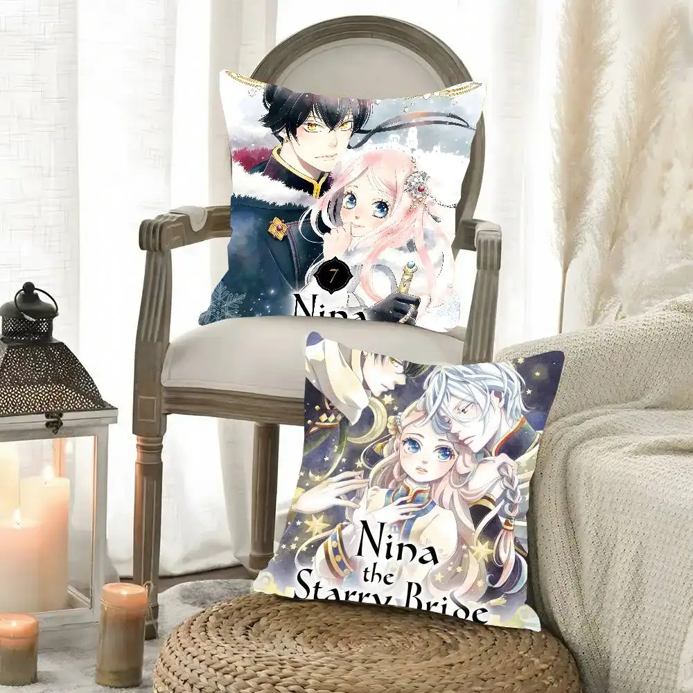 Funda de almohada Nina, diseño de novia estrellada, funda de almohada cuadrada de moda, para dormitorio, sofá, habitación, decoración de estilo moderno, para uso diario.