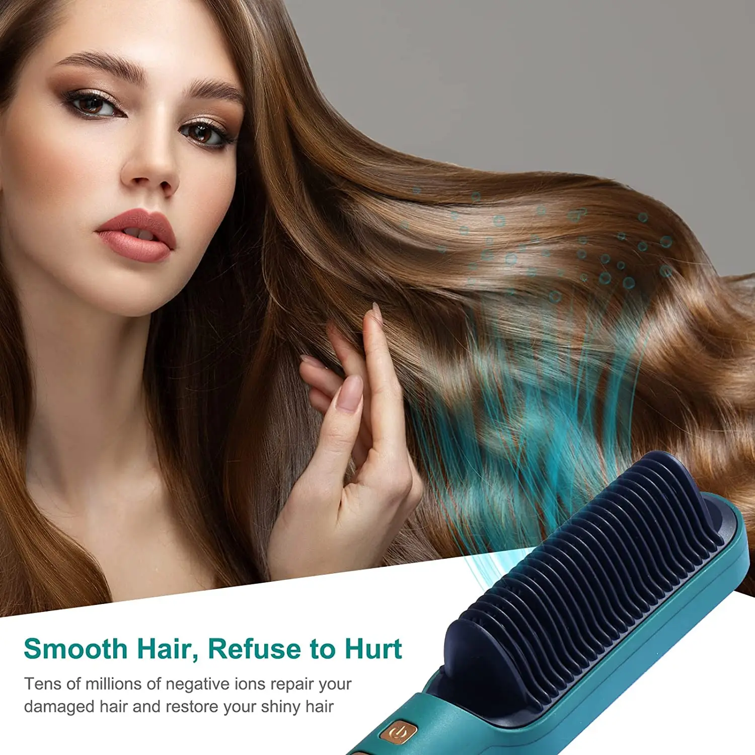 Tourmaline Ceramic Hair Straightener Brush LCD Hot Comb Wet Dry Quick Heating Curler Straightening Hair Tool