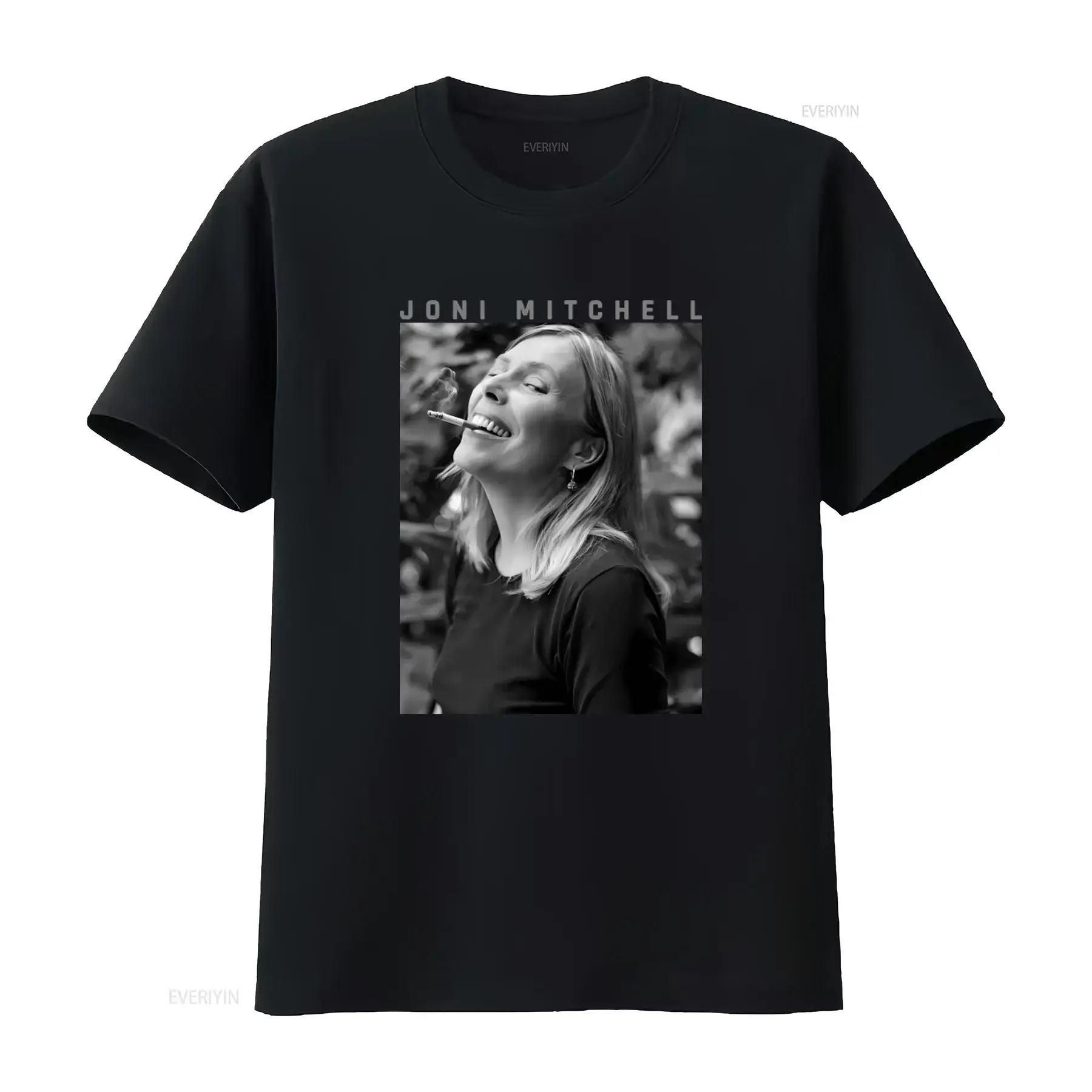 Camiseta Vintage Retro de Música Rock Jazz Pop Joni Mitchell, Estampa Lavada, Levemente Unissex, Macia e Estilosa
