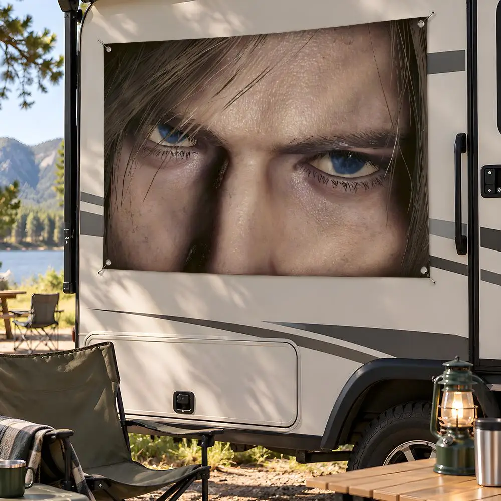 Game Resident Evil Leon Kennedy Flags Fan Flag Banner Wall Hanging Outdoor Yard Camping Dorm Garage Party Home Decor Gift
