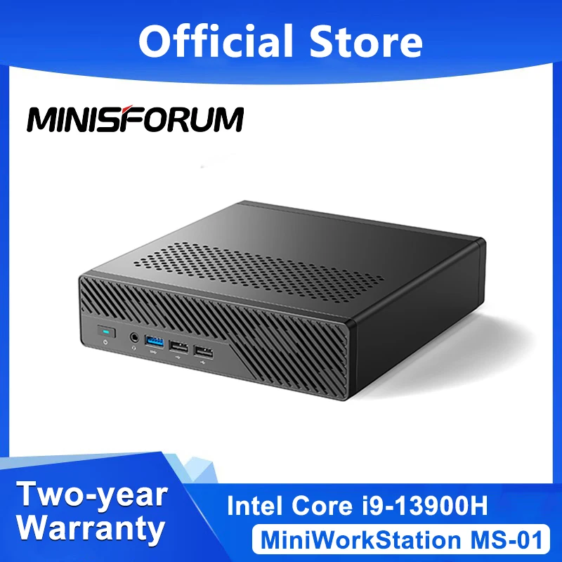 MINISFORUM 미니 PC, MS-01 인텔 코어 i9 인텔 13 세대 윈도우 11 미니 컴퓨터, DDR5 5200Mhz 10 기가비트 이더넷 와이파이 6E 미니 PC 