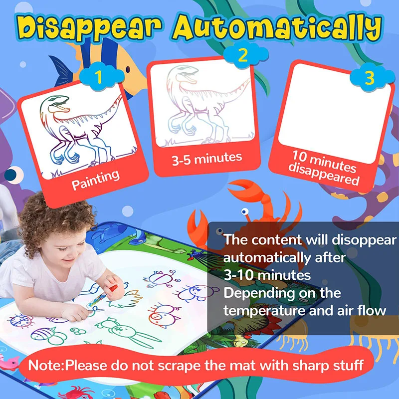 Children's Water Canvas Graffiti Carpet Non Dirty Hands Water Drawing Repeatable Graffiti Interactive Toy