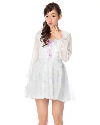 

SALES Japan Liz Lisa Lace Chiffon Mesh Collar Knitting Flower Sequince Multi Layers Fabrics Dress