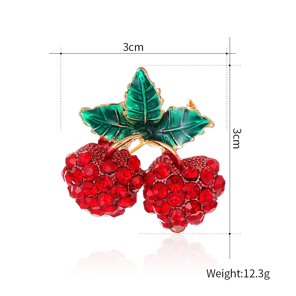 New cute cherry raspberry brooch, high-end women's fruit corsage anti-light pin, Korean version of oil drop pin