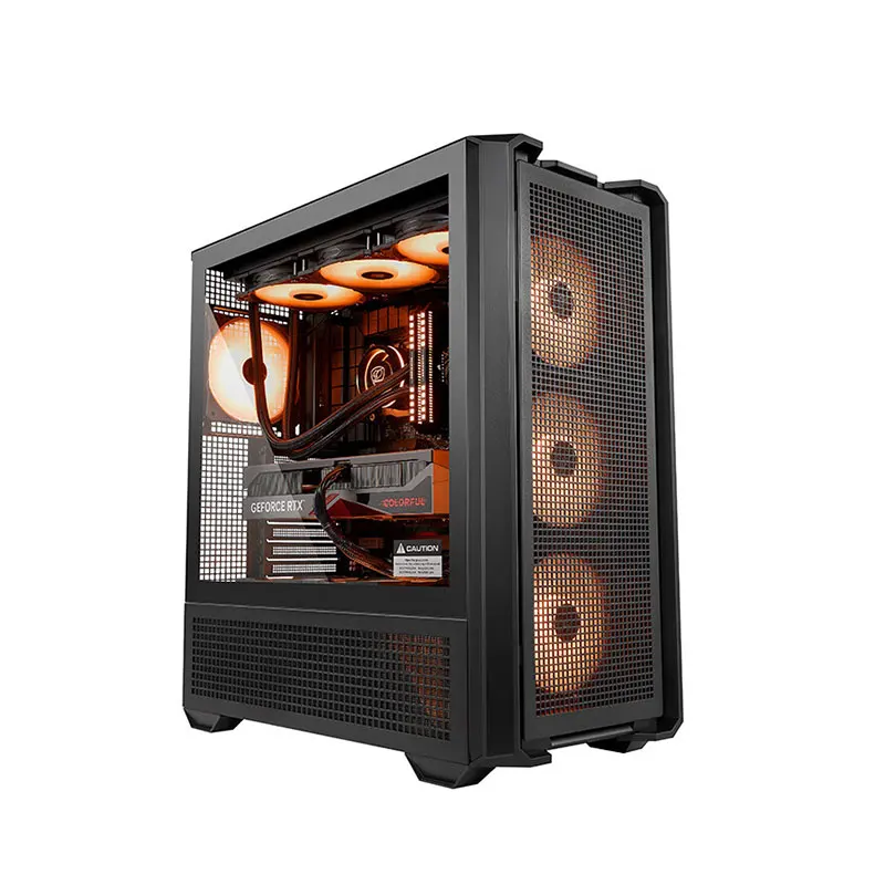 MX600 RGB Gaming PC Case High Airflow Mesh Front Tempered Glass ATX Mid Tower Computer Chassis