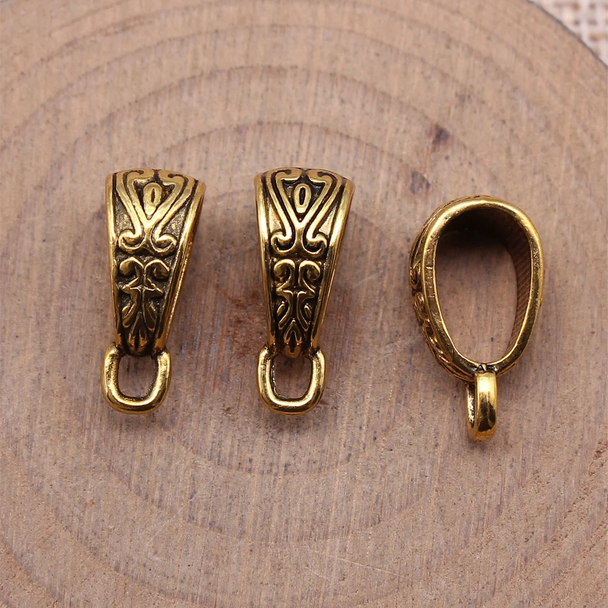WYSIWYG 20pcs 17x6mm Big Hole Beads Bail Beads 3 colors Antique Silver Color Antique Gold Color Bail Beads Pendants Charm
