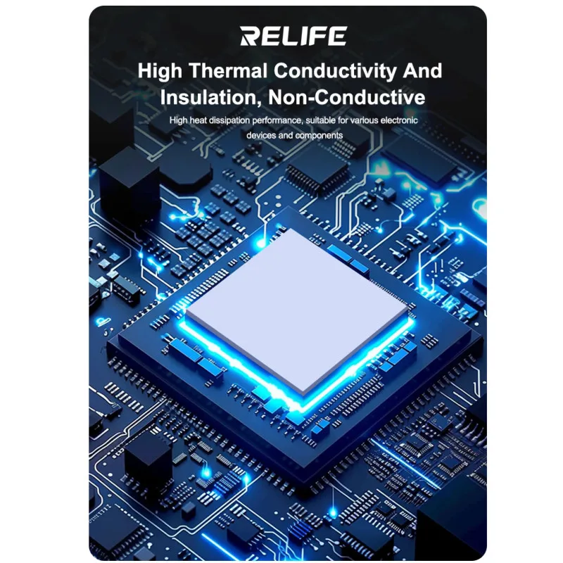 RELIFE RL-098 100 個プレカット絶縁サーマルパッド IC チップ用高熱伝導率自己粘着修理シリコンシート