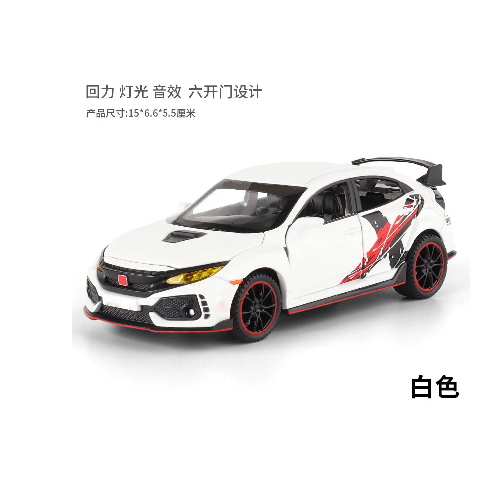 Car model scale 1:32 FOR Honda civic TYPE-R Alloy material car model Car model collectible ornaments Automotive Interior