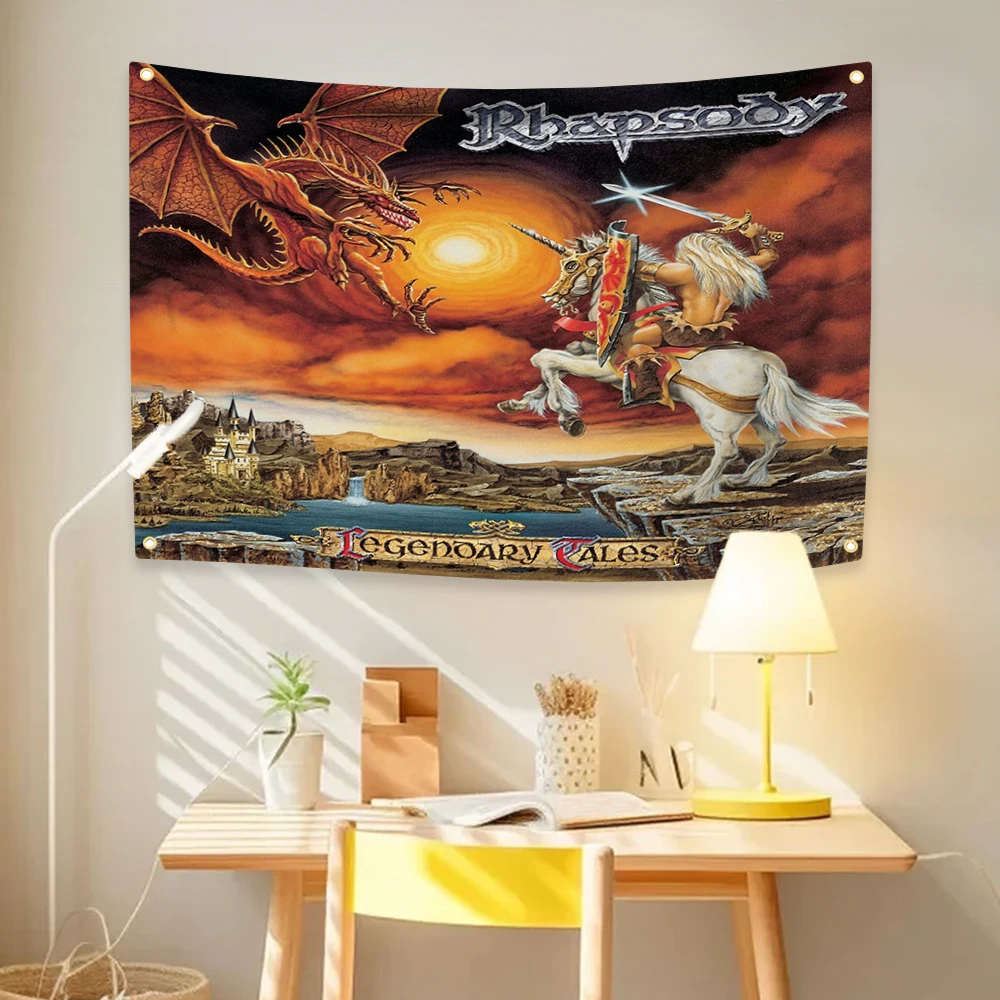 R-Rhapsody Flag Rock Band Tapestry Wall Hanging Background For Bedroom Living Room Dorm Concert Banner Fans Gift